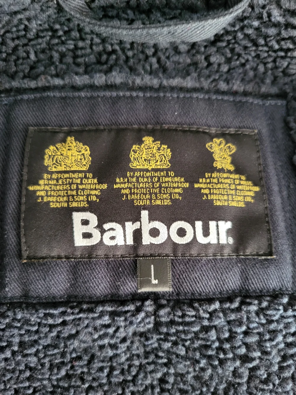 Barbour Barkston Greatcoat Fleece Lined Wool Navy Blue Jacket Size L - Picture 5 of 9